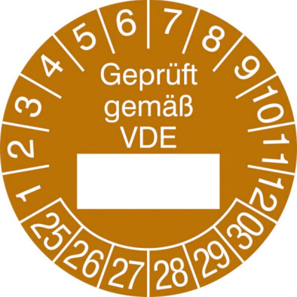 Stein HGS Prüfplaketten mit Jahresfarbe (6 Jahre), braun, 2025-2030, 31.0807-25