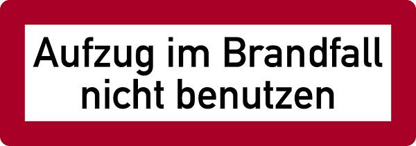 Schilder Klar Brandschutzzeichen Aufzug im Brandfall nicht benutzen, 210x74 mm Folie selbstklebend, langnachleuchtend, 1113/85