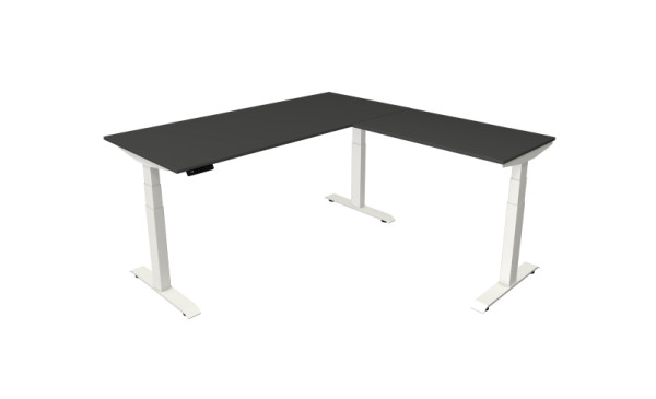 Kerkmann Steh-/Sitztisch Move 4 neu 180 x 80 cm mit Anbau 100 x 60 cm Gestell weiß, Tischplatte anthrazit, 10093113
