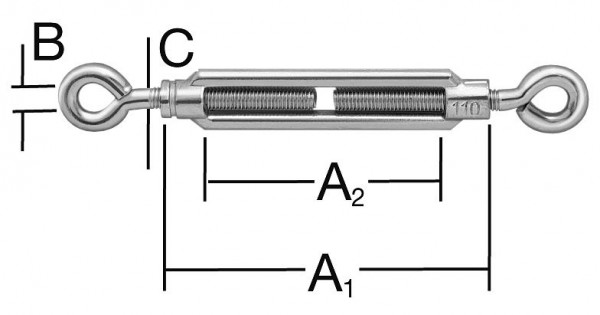 Vormann Spannschloss M6 x 100 Öse/Öse, VE: 5 Stück, 007900225AV