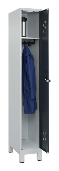 C+P Spind Evolo PLUS, mit Füßen, 1 Abteil, 1950x300x500mm, 7035/7016, Verschluss Drehriegel, Ablageböden 1, 049010-10 S10013