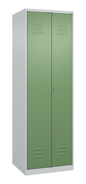C+P Mehrzweckschrank Classic PLUS, Wäsche-Spind, 2 Abteile, 1850x600x500mm, 7035/6011, Zylinderschloss, 080002-20B S10019