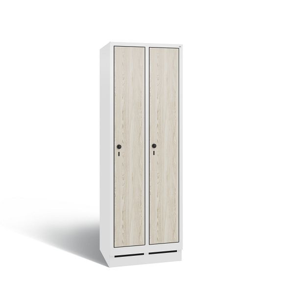 C+P Spind Evolo, 2 Abteile, H1800xB610xT500 mm, Weiß/HPL Esche, 48020-20B S10054