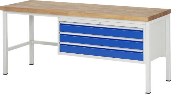 RAU Werkbank Serie 8000 - Modell 8327, B2000 x T700 x H840-1040 mm, Systemunterbau B1995 x T650 x H800-1000 mm, 03-8327A1-207B4H.11
