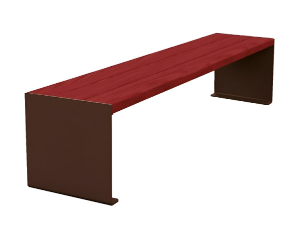 Procity Sitzbank Kube, 1800 mm, Stahl & Holz Ohne Rückenlehne, Mahagoni/RAL 8017, 306392.8017.ACAJ