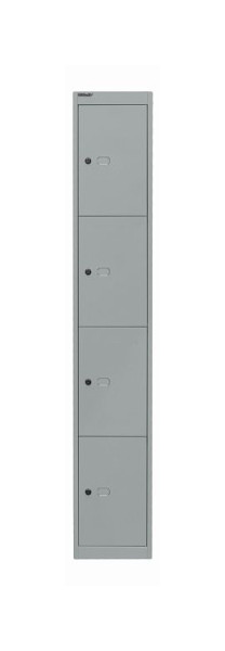 Bisley Schließfachschrank Office, 1 Abteil, 4 Fächer, silber, CLK124355