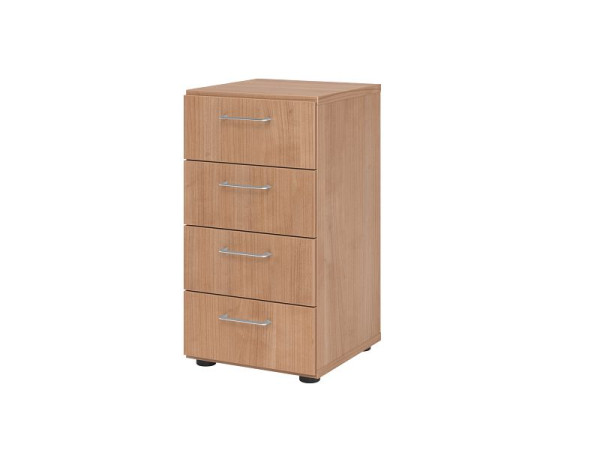Hammerbacher Schubladenschrank 2OH, 4 Schübe, BS Nussbaum/Nussbaum, 40 x 41,7 x 74,8 cm, 4 Schubkästen, Metallgriff, V924S4/N/N/BS