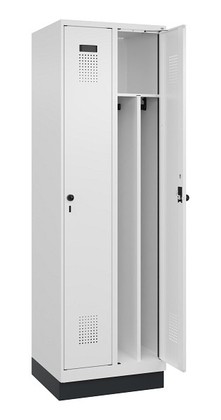 C+P Spind Evolo PLUS, mit Sockel, 2 Abteile, 1950x600x500mm, 9016/9016, Verschluss Drehriegel, 049020-20F S10020