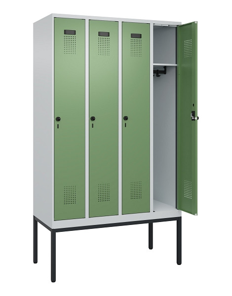 C+P Spind Evolo PLUS, Gestell, 4 Abteile, 2120x1200x500mm, 7035/6011, Verschluss Drehriegel, Ablageböden 4, 0490307-40 S10010