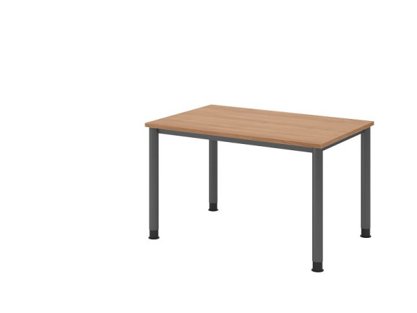 Hammerbacher Schreibtisch HS12, 120 x 80 cm, Platte: Nussbaum, 25 mm dick, 4-Fuß-Gestell in Graphit, Arbeitshöhe 68,5-81cm, VHS12/N/G