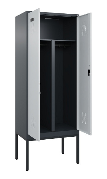 C+P PSA Doppel-Spind Evolo PLUS, Gestell, 2 Abteile, 2120x800x500mm, 7016/7035, Zylinderschloss, 0490327-22P S10044