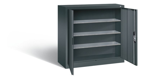 C+P Magazinschrank Serie 13, H1000xB1000xT420mm, Farbe: Anthrazitgrau, Muldengriff, 133944-21 S10031
