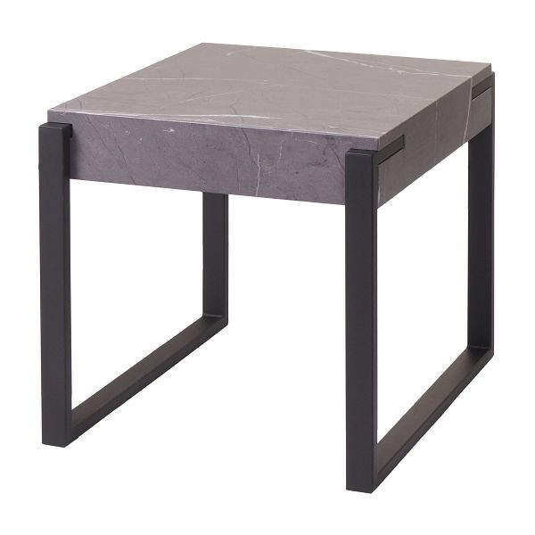 Mendler Beistelltisch HWC-L53, Kaffeetisch Nachttisch Loungetisch Couchtisch, Metall 51x50x54cm, Marmor-Optik grau, 99706