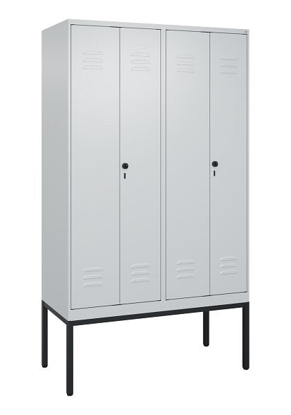 C+P Umkleidespind Classic PLUS, Doppel-Spind, Gestell, 4 Abteile, 2120x1200x500mm, 7035/7035, Drehriegel, 0800327-40P S10009