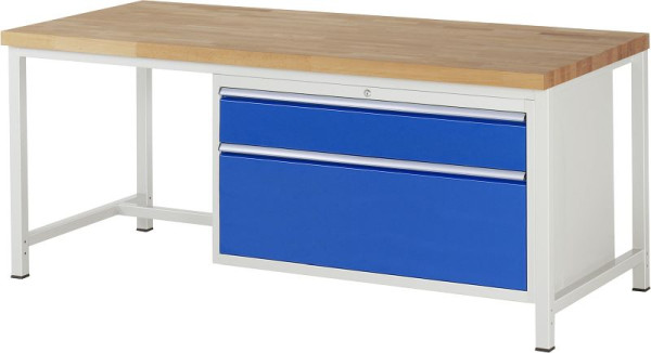 RAU Werkbank Serie 8000 - Modell 8356, B2000 x T900 x H840-1040 mm, Systemunterbau B1995 x T850 x H800-1000 mm, 03-8356A1-209B4H.11