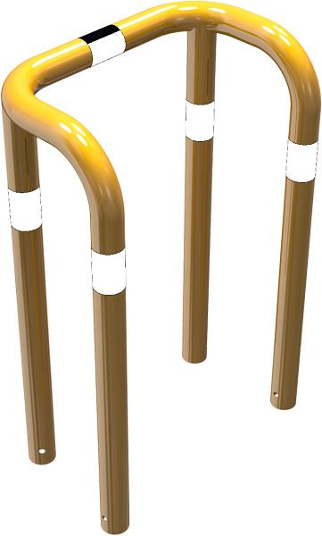 Schake Rammschutzbügel Doppelbügel Stahlrohr Ø 76 mm gelb / schwarz, Gesamtbreite: 750 mm, Höhe Überflur: 650 mm, zum Einbetonieren, 477_68BG
