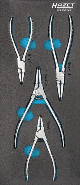 Hazet Sicherungsringzangen Satz, 4-teilig, 392 x 172 mm, 163-531/4
