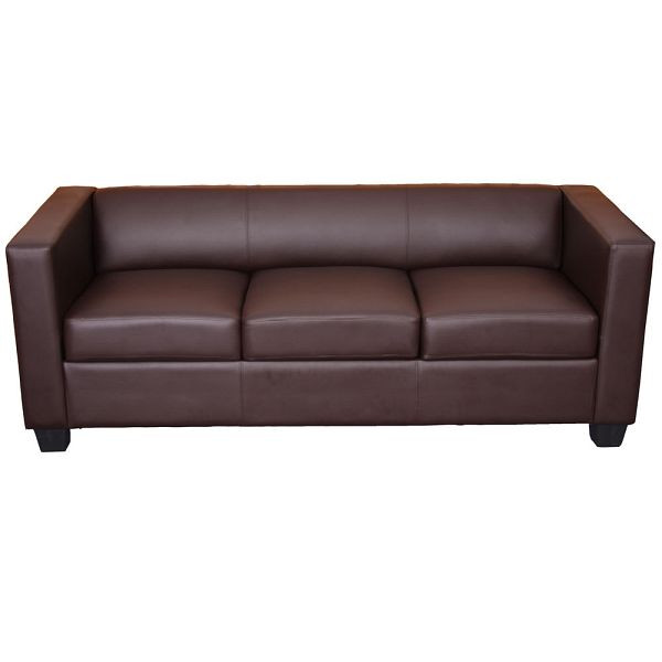 Mendler 3er Sofa Couch Loungesofa Lille, Kunstleder, coffee, 17391+17392+17393