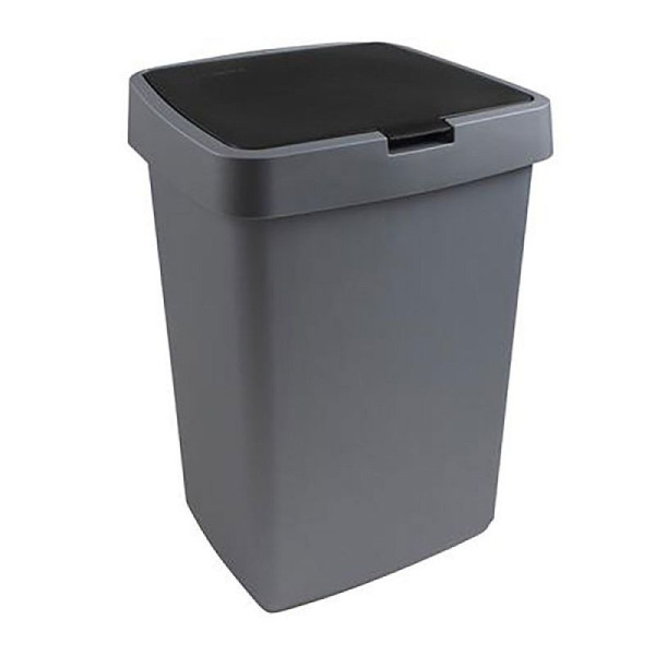 STEIN HGS Abfallbehälter Delta mit Klappdeckel, grau, schwarz, Gesamthöhe 452 mm, 83468.0002