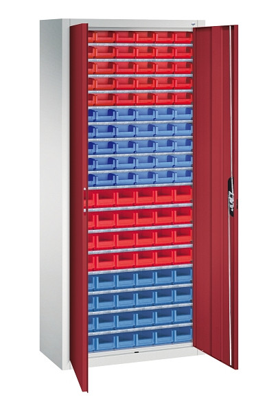 C+P Magazinschrank Serie 13, H1690xB700xT300mm, 7035/3003, Einlegeböden 17, 133413-210 S10108