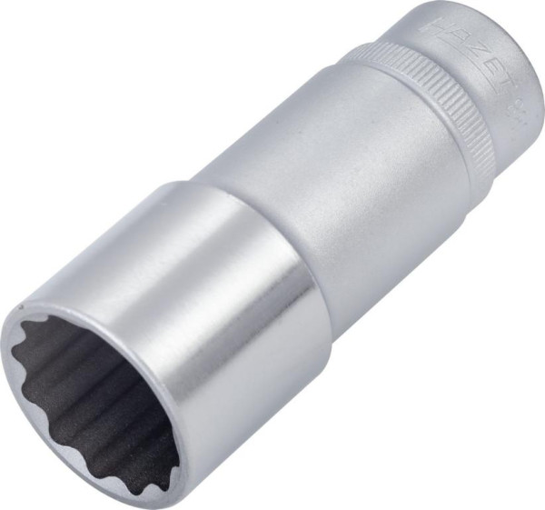 Hazet Steckschlüsseleinsatz, Doppelsechskant, Vierkant hohl 10 mm (3/8 Zoll), 21 mm, Lange Ausführung Mit Rändelung, 880TZ-21