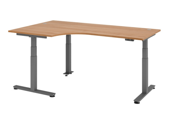 Hammerbacher Sitz-Steh-Winkeltisch elektrisch 200x120cm 90° Nussbaum, VXDSM82/N/G