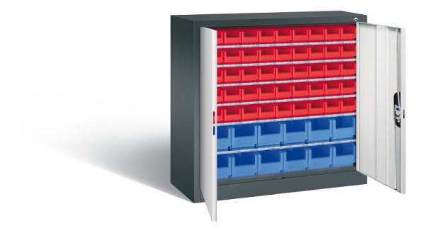 C+P Magazinschrank Serie 13, H1000xB1000xT420mm, Farbe: Anthrazitgrau / Lichtgrau, Muldengriff, 133944-25 S10012