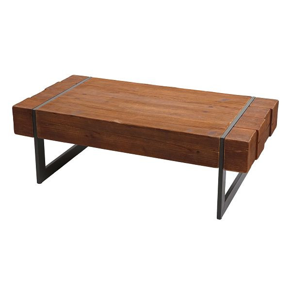Mendler Couchtisch HWC-A15a, Wohnzimmertisch, Tanne Holz rustikal massiv 40x120x60cm, braun, 75683