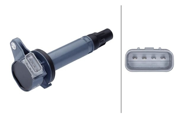 HELLA Zündspule, 14V, 4-polig, Kerzenschachtzündspule/Anschlussausführung SAE, geschraubt, 5DA 358 168-031