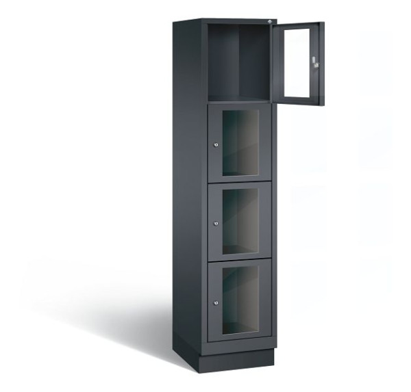 C+P Schließfachschrank Classic, H1800xB420xT500mm, Farbe: Schwarzgrau, 8020A124 S10010