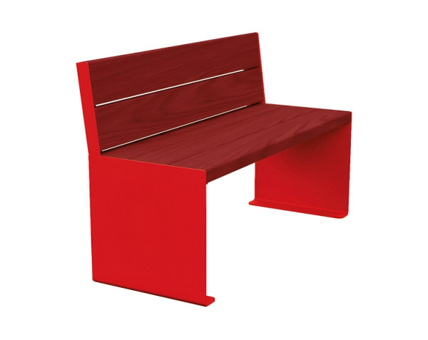 Procity Sitzbank Kube, 1200 mm, Mit Rückenlehne Stahl & Holz Ohne Armlehnen, Mahagoni/RAL 3020, 306380.3020.ACAJ