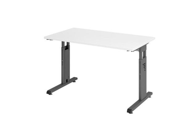 Hammerbacher Schreibtisch OS612, 120 x 67 cm, Platte: Weiß, 25 mm dick, 2 mm ABS-Kante, Rechteckform, Graphit, VOS612/W/G