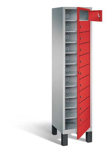 C+P Wäsche-Sammelschrank Evolo, H1850xB420xT500mm, Farbe: Weißaluminium / feuerrot, 48060-110 S10039