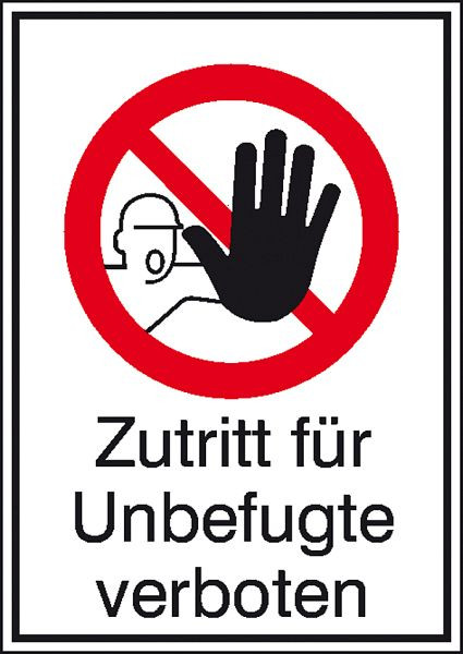 SafetyMarking Verbots-Kombischild, Zutritt für Unbefugte verboten, BxH 10,5x14,8 cm, Folie, selbstklebend, 21.1115