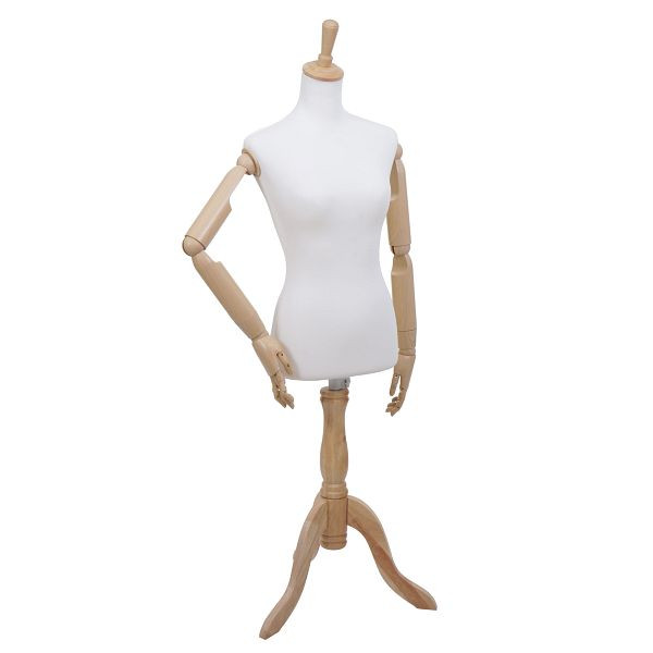 Mendler Schneiderpuppe HWC-Q23, mit Armen/Händen beweglich Schaufensterpuppe Torso weiblich, Kunststoff Holz FSC®-zertifiziert, 111551