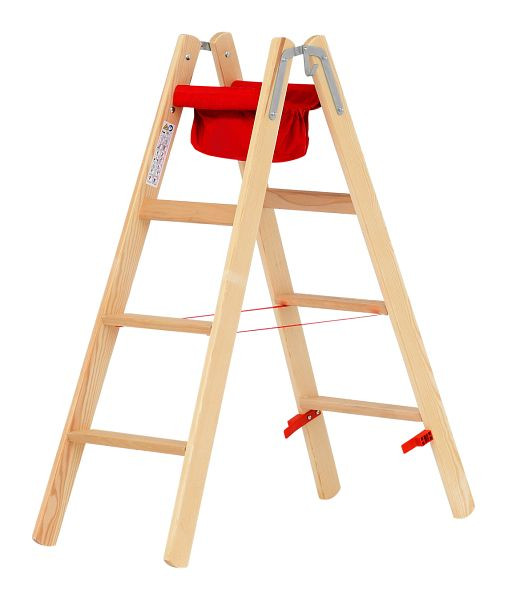 HYMER Holz-Stufenstehleiter, beidseitig begehbar, 2x4 Stufen, Länge 1,24 m, 7149908