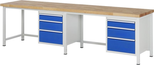 RAU Werkbank Serie 8000 - Gestell-Bauweise (Schweißgestell), 6 x Schublade, 3000x840x700 mm, 03-8159A1-307B4S.11