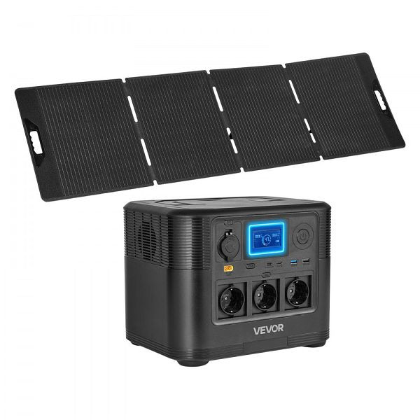 VEVOR Tragbare Powerstation, 200-W-Solarpanel, 1200-W-Solargenerator, 806-Wh LiFePO4 Akku, Notstrom für Zuhause & Camping, DXCNDYTJ12004XZMT001V2