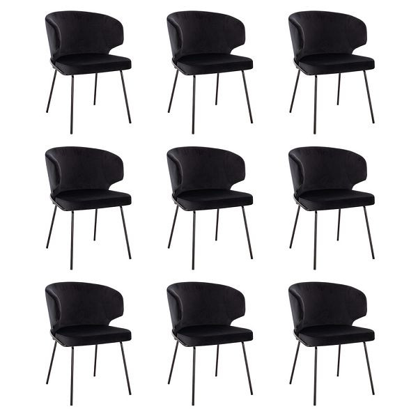 HOME DELUXE Esszimmerstuhl AMARA Samt Schwarz - Stückzahl: 9, 56010