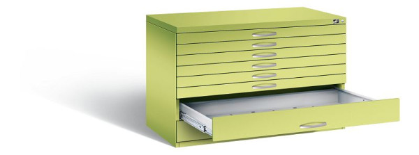 C+P Flachablageschrank Serie 7100_7200, H760xB1100xT765mm, Farbe: Viridingrün / Viridingrün, Bügelgriff, 7101-200 S10306