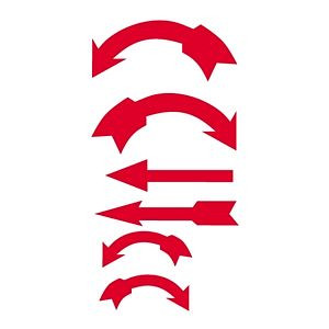 Moedel Richtungspfeile rot, Folie, 85x145 mm, VE: 6 Pfeile/Bogen, 52406