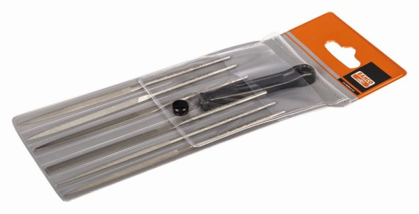 Bahco Nadelfeilenset, 6-teilig, 140 mm, Kunststofftasche, Hieb 0, 2-470-14-0-0