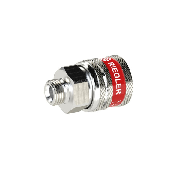 Riegler Sicherheitskupplung NW 7,8, Typ SEK, Messing vernickelt, G 1/4 AG, 129966