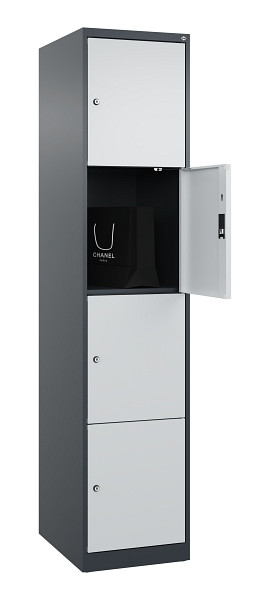 C+P Schließfachschrank Evolo PLUS, 4 Fächer, 1850x400x500mm, 7016/7035, 049000-124 S10017