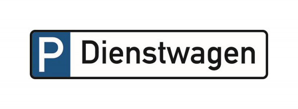 Schilder Klar Parkplatzkennzeichnung P-Dienstwagen, 523x113x0.6 mm Aluminium geprägt, 1151/23