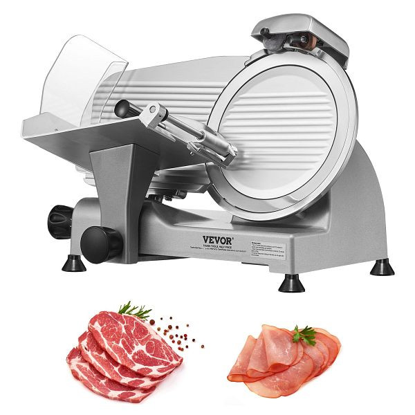 VEVOR Kommerzieller Fleisch Allesschneider 340 W, mit 25,4 cm-Kohlenstoffstahlklinge, 0–15 mm Einstellbare Dicke, SYDRQPJ250W1M5HC9V2