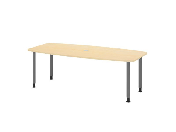 Hammerbacher Konferenztisch KT22C, 220 x 105 cm, Platte: Ahorn, 25mm dick, Vier-Fuß-Gestell Graphit, Rundrohr 6 cm, Arbeitshöhe 72-74 cm, VKT22C/3/G