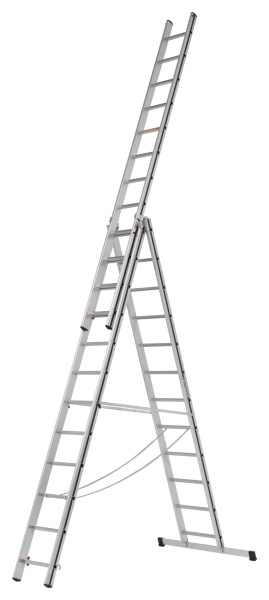 ALU-PRO Mehrzweckleiter dreiteilig, 3x12 Sprossen, Länge eingefahren 3,49 m / ausgefahren 7,97 m, 700473699