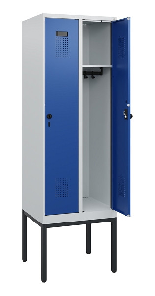 C+P Spind Evolo PLUS, Gestell, 2 Abteile, 1950x600x500mm, 7035/5010, Drehriegel, 0490305-20 S10006