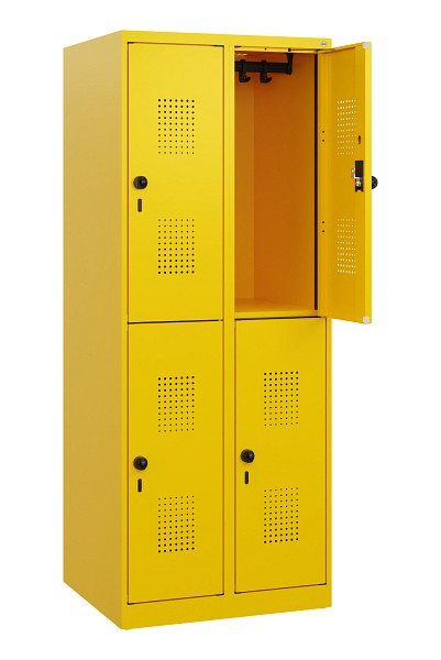 C+P Doppelstöckiger Spind Evolo PLUS, 4 Fächer, 1530x600x500mm, 1023/1023, Drehriegel, 0493005-20 S10027